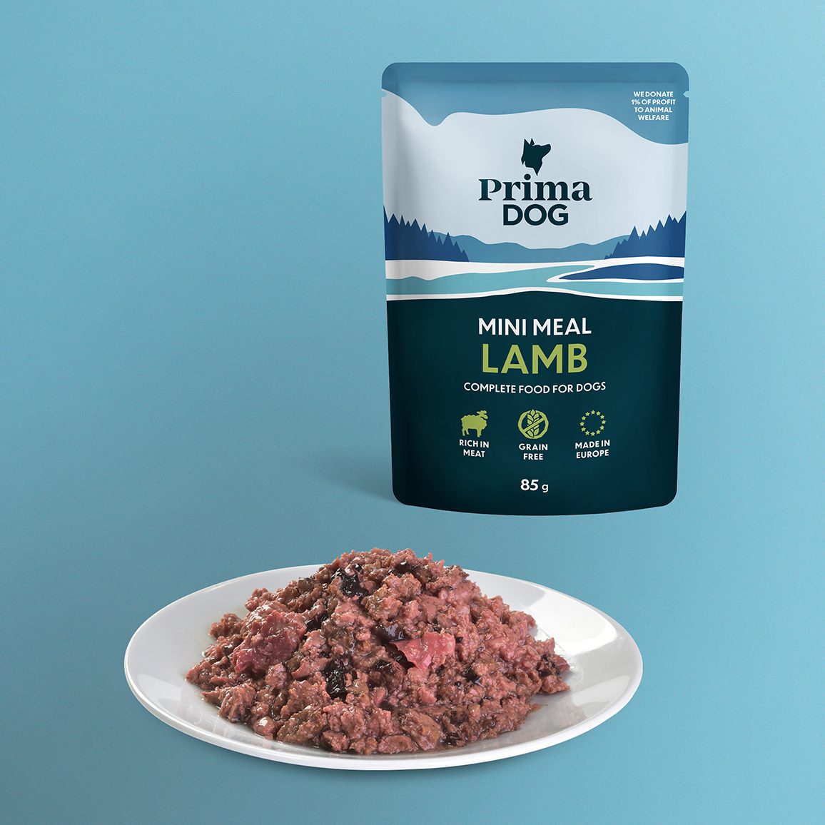PrimaDog Hundenahrung Mini Meal Lamm 85 Gramm - Nassfutter für Hunde
