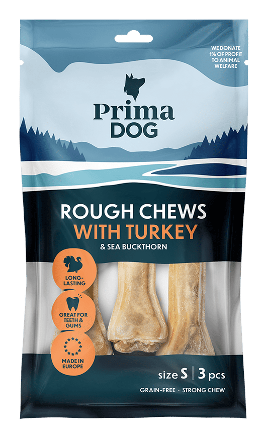 PrimaDog Rough Chews Kauknochen mit Pute und Weißdorn 3 Stück - Hundesnacks