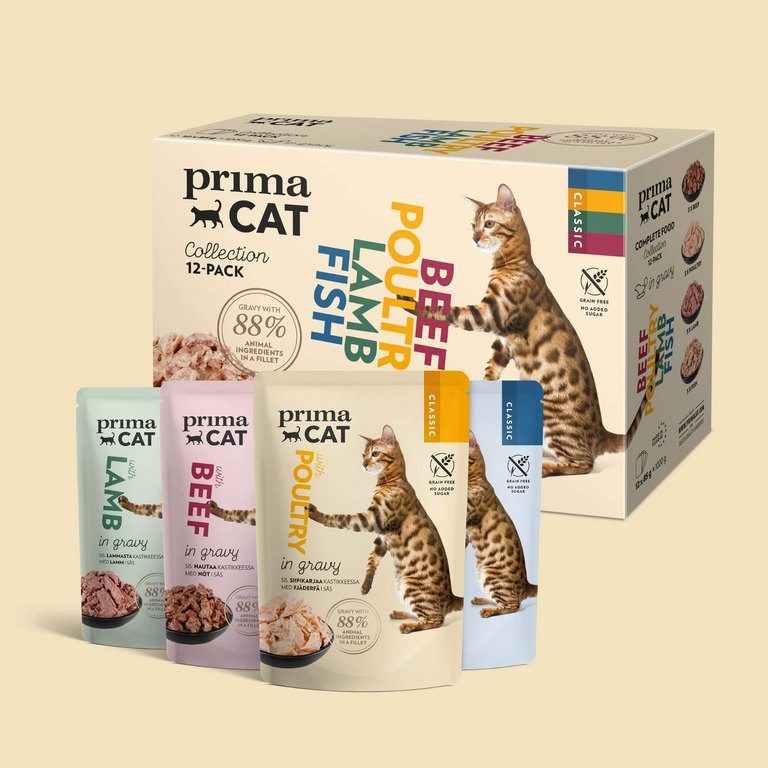 PrimaCat Vorteilspaket Nassfutter in Soße 12 x 85 Gramm - Nassfutter für Katzen