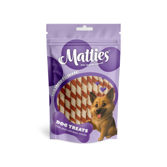 Matties Dog Treat Chicken and Fish Sticks | 175g