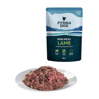 PrimaDog Nassfutter-Sortiment für kleine Hunde, Lamm, Fisch und Wild, 12 x 85 Gramm