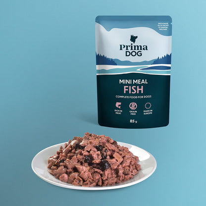 PrimaDog Hundefutter Mini Meal Fisch 85 Gramm - Nassfutter für Hunde