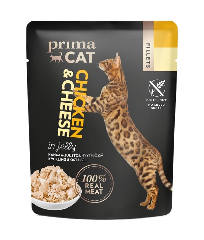 PrimaCat Katzenfutter Filets Huhn mit Käse in Gelee 24 x 50 Gramm