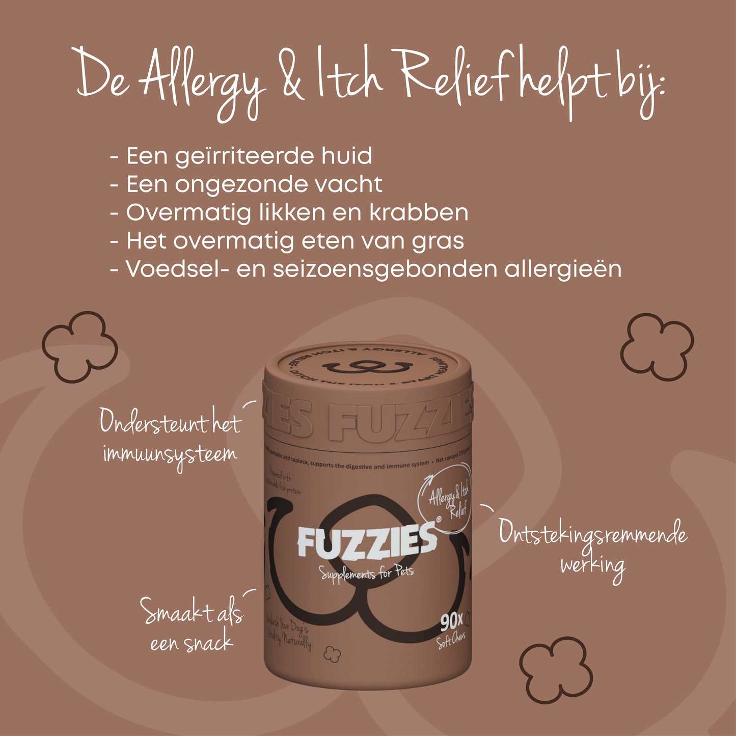 Fuzzies Allergy & Itch Relief – Nahrungsergänzung für Hunde – 90 Stück