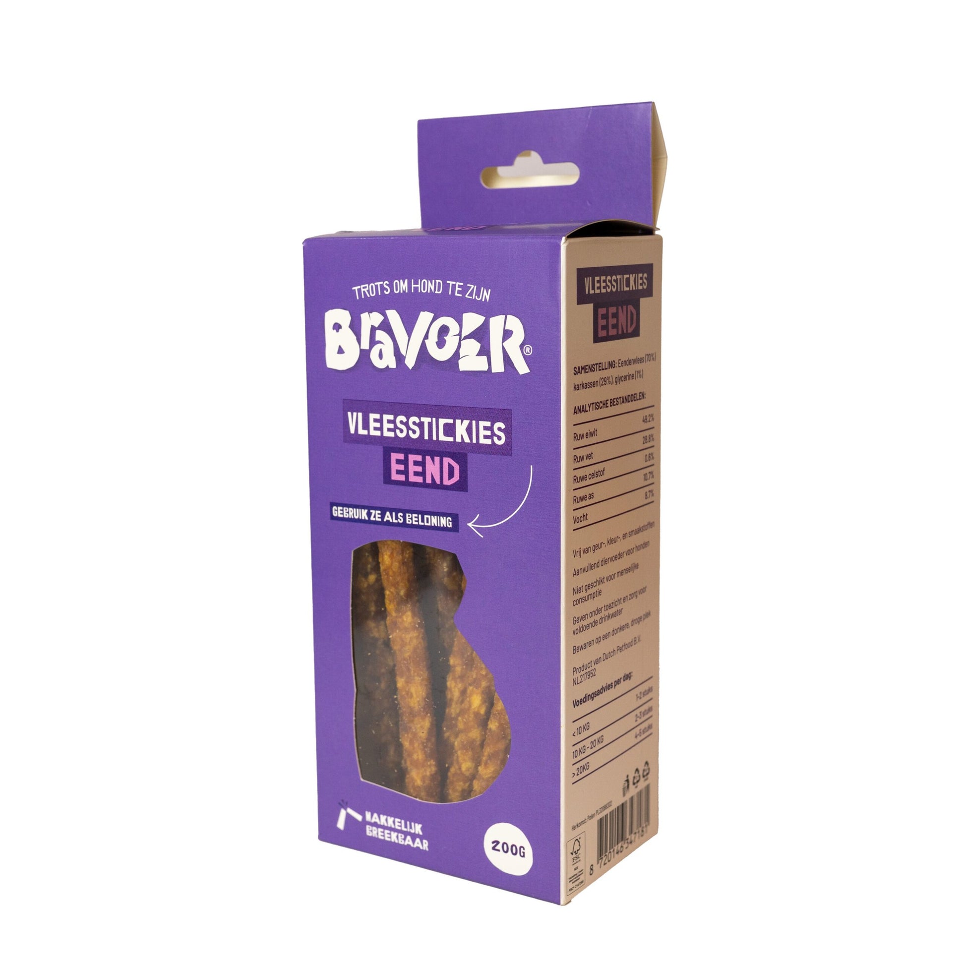 Bravoer vleesstickies eend voorkant