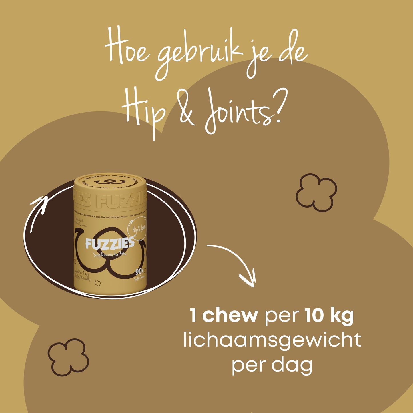 Fuzzies Hüfte & Gelenke – Nahrungsergänzung für Hunde – 90 Stück