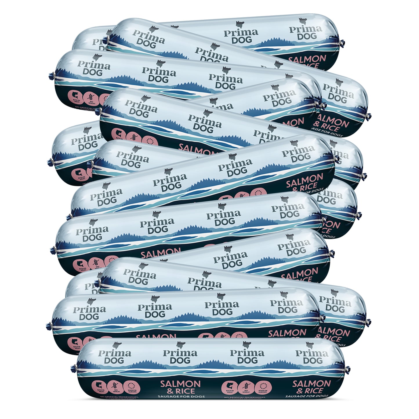 PrimaDog Hundewurst Lachs & Reis 12 Stk./9,6 kg (Karton)