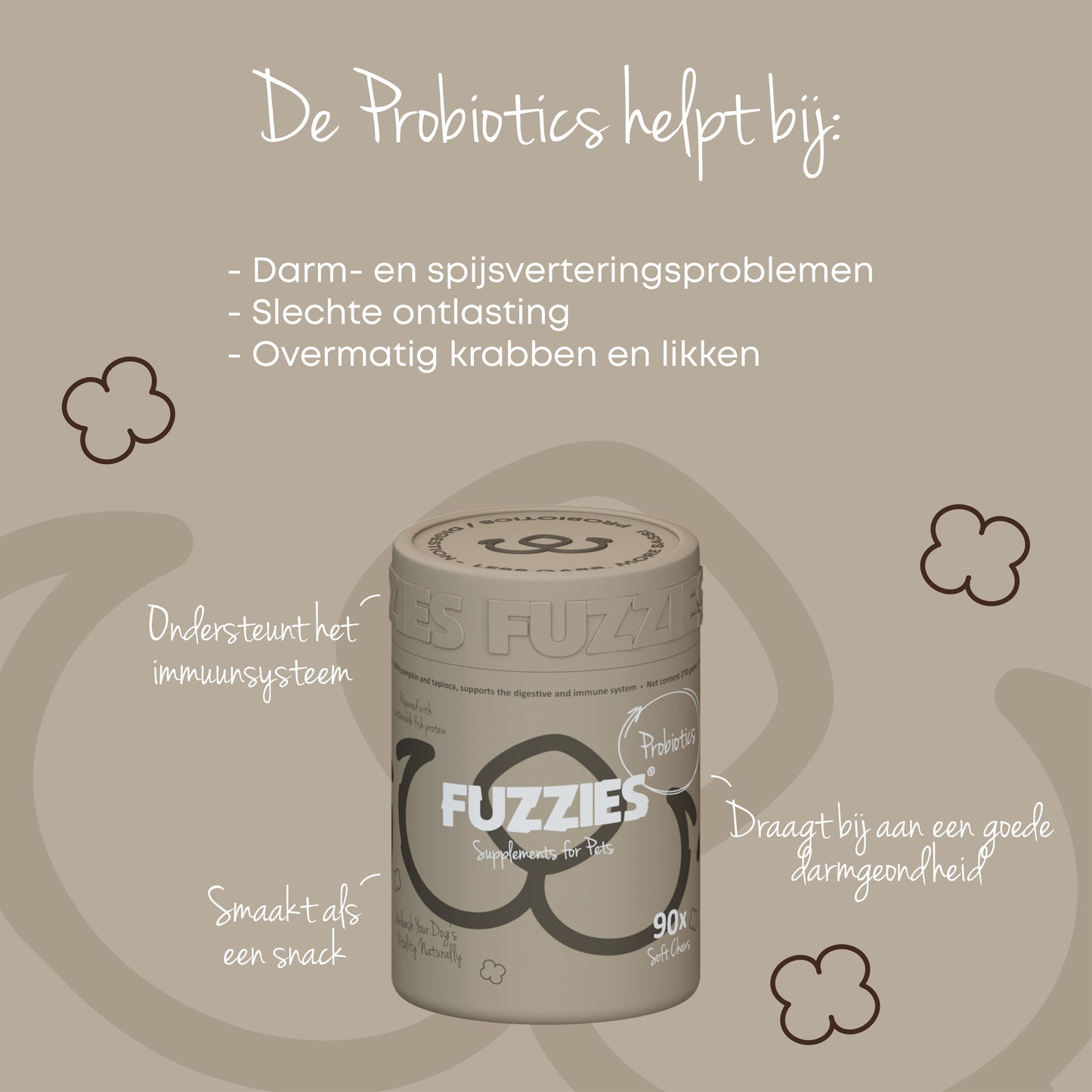 Fuzzies Darm-Probiotika – Nahrungsergänzung für Hunde – 90 Stück