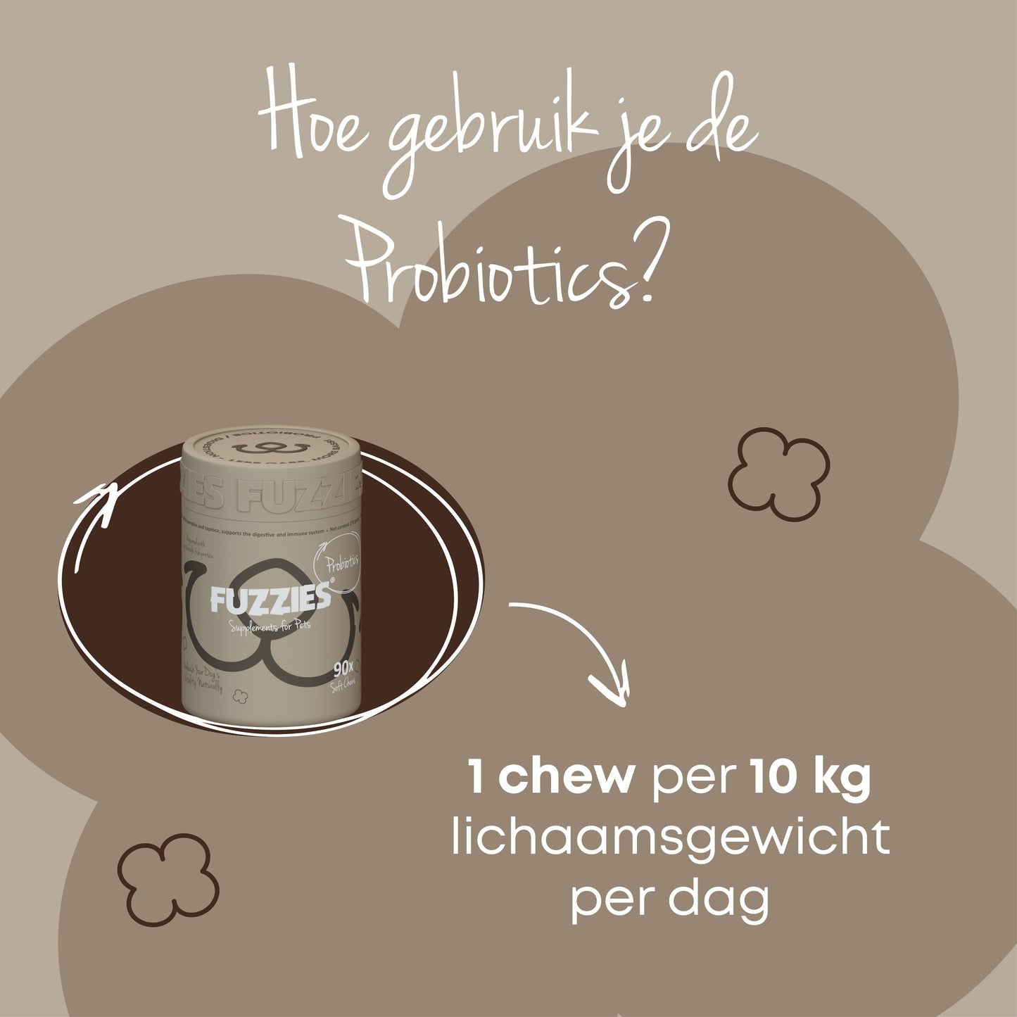 Fuzzies Darm-Probiotika – Nahrungsergänzung für Hunde – 90 Stück