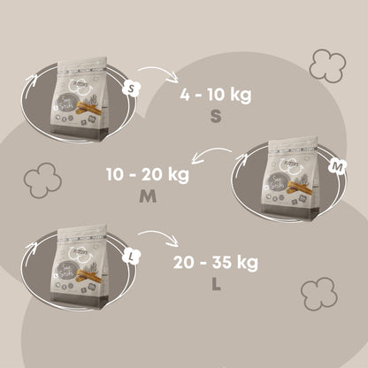 Fuzzies Ergänzungsfutter für Hunde | Sea Sticks Größe M – Ø 2 cm × 12,5 cm lang