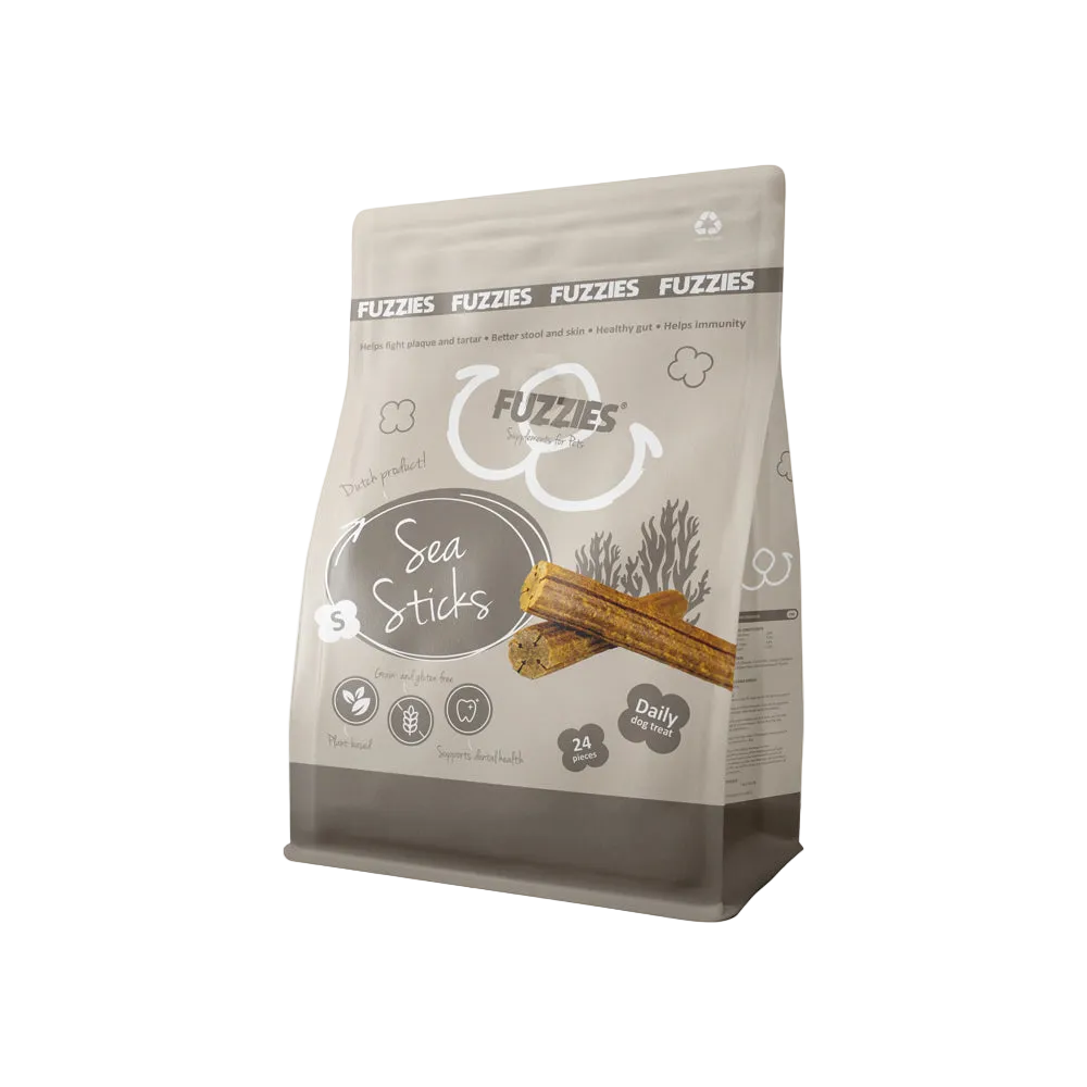 Fuzzies Ergänzungsfutter für Hunde | Seegras-Sticks Größe S – Ø 1.5cm x 10.5cm lang