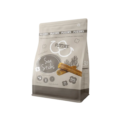 Fuzzies Ergänzungsfutter für Hunde | Seegras-Sticks Größe S – Ø 1.5cm x 10.5cm lang