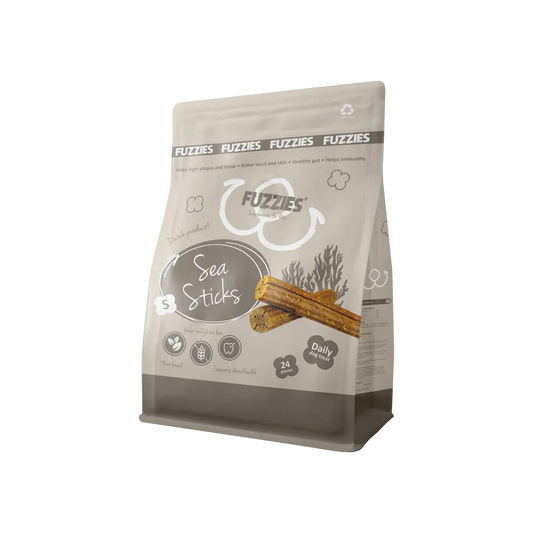Fuzzies Ergänzungsfutter für Hunde | Seegras-Sticks Größe S – Ø 1.5cm x 10.5cm lang